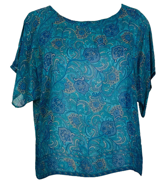 Peacock paisley silk boxy top
