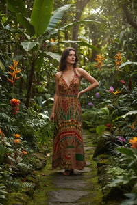 Aztec Green Maxi Dress with Belt