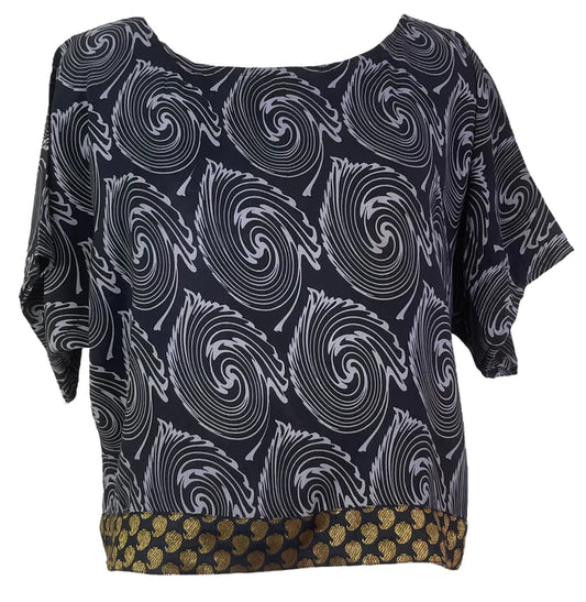 SWIRL SILK BOXY TOP