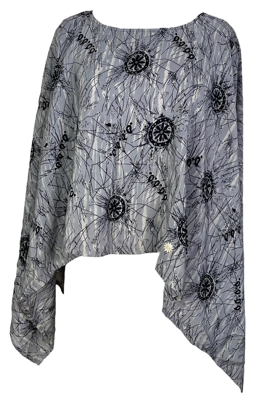 ABSTRACT SILK CAPELET PONCHO