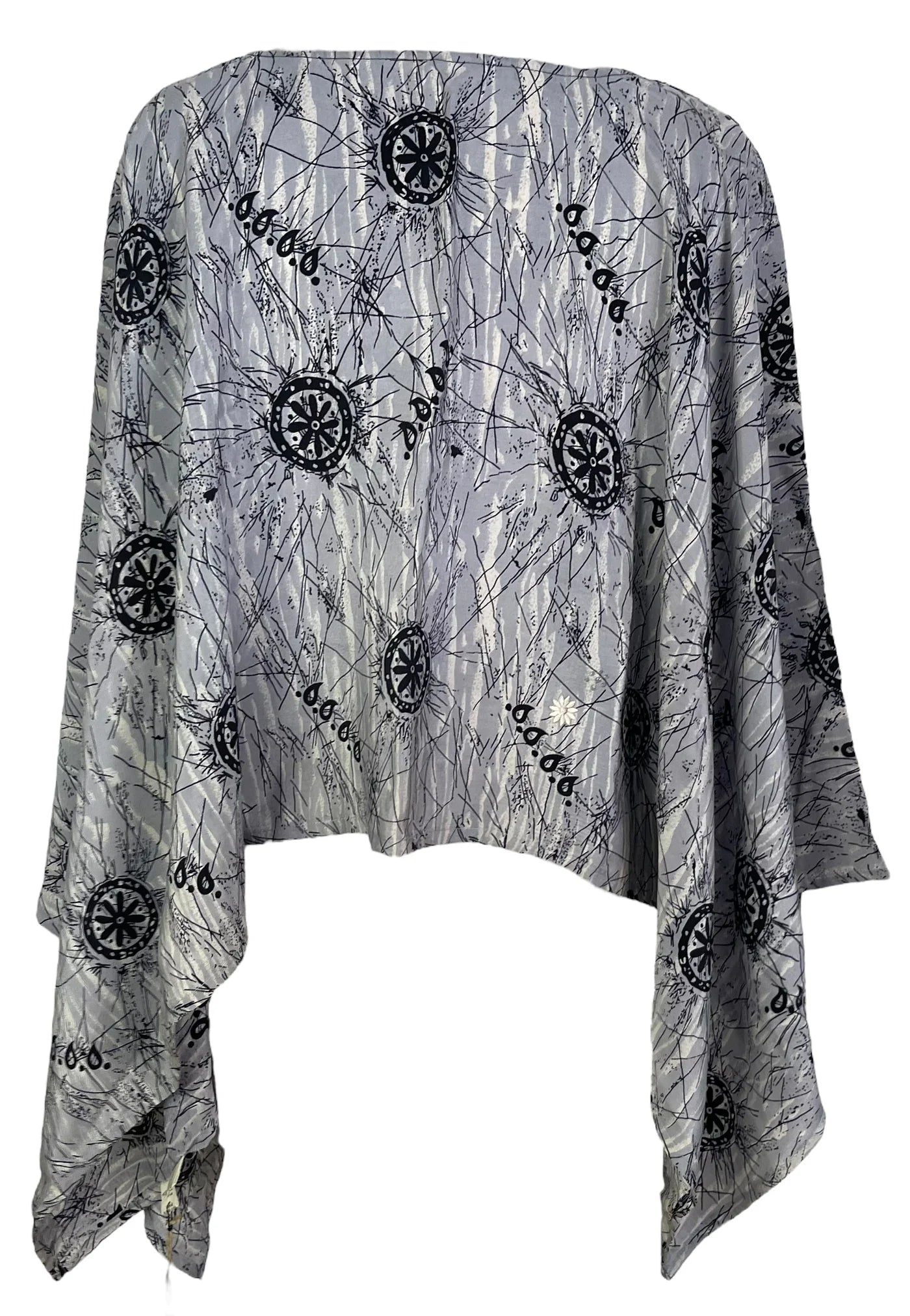 ABSTRACT SILK CAPELET PONCHO