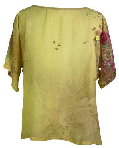 Yellow Silk Side Slit Top