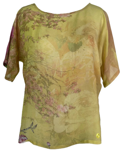 Yellow Silk Side Slit Top