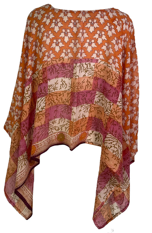 Gold Leaf Pure Silk Capelet Poncho