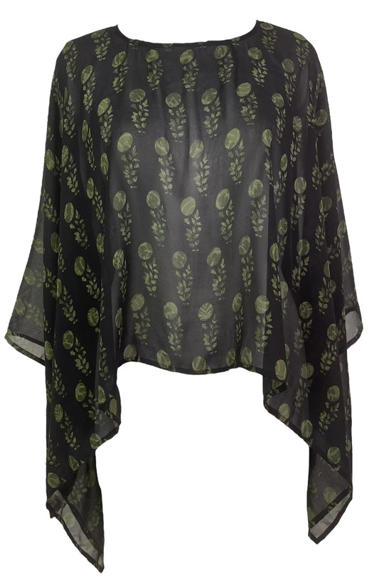 Moon Flower Silk Capelet Poncho