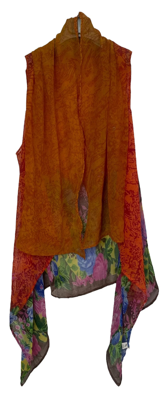 Sunset Flowers Silk Versatile Vest