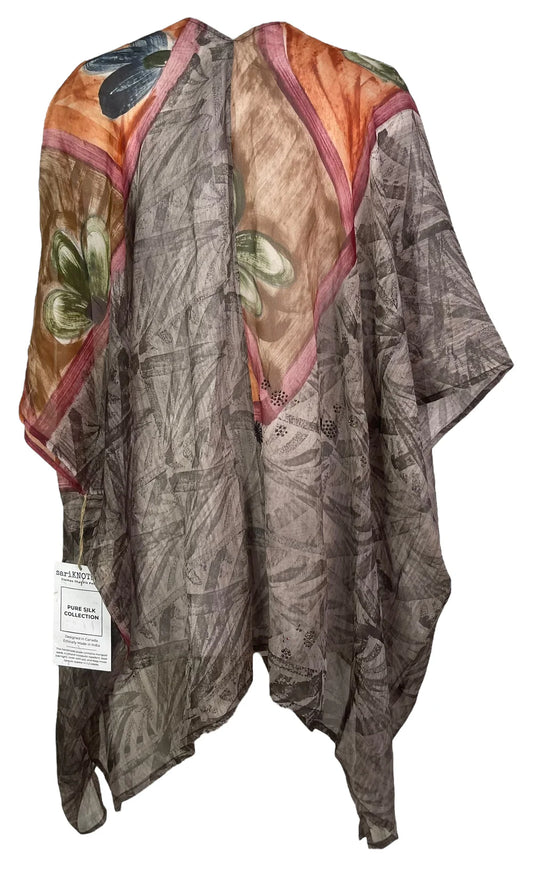 Brush Strokes Pure Silk Cardigan