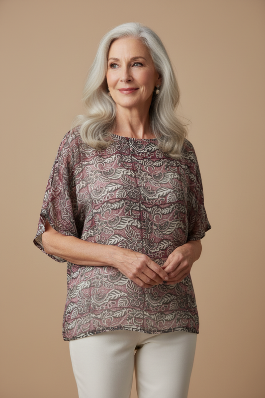 Florals and Paisleys Silk Slit Top