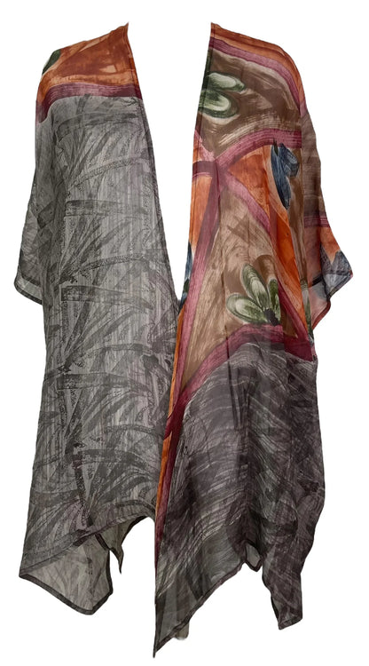 Brush Strokes Pure Silk Cardigan