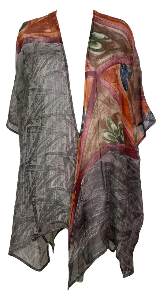 Brush Strokes Pure Silk Cardigan