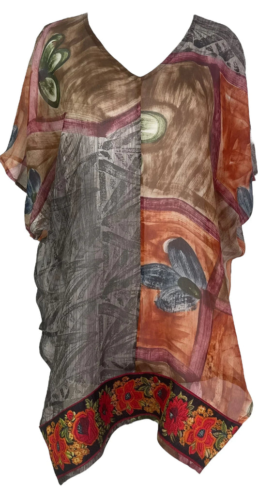 Brush Strokes Silk Waterfall Top