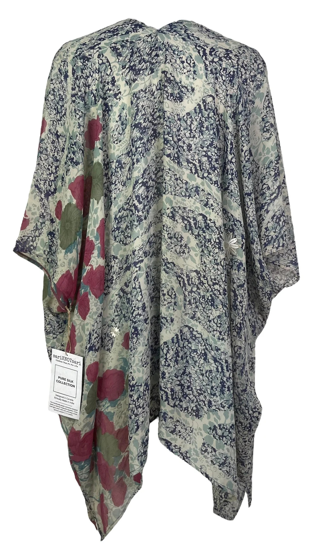 Blue China flowers silk cardigan