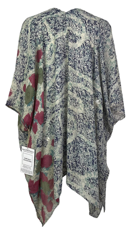 Blue China flowers silk cardigan
