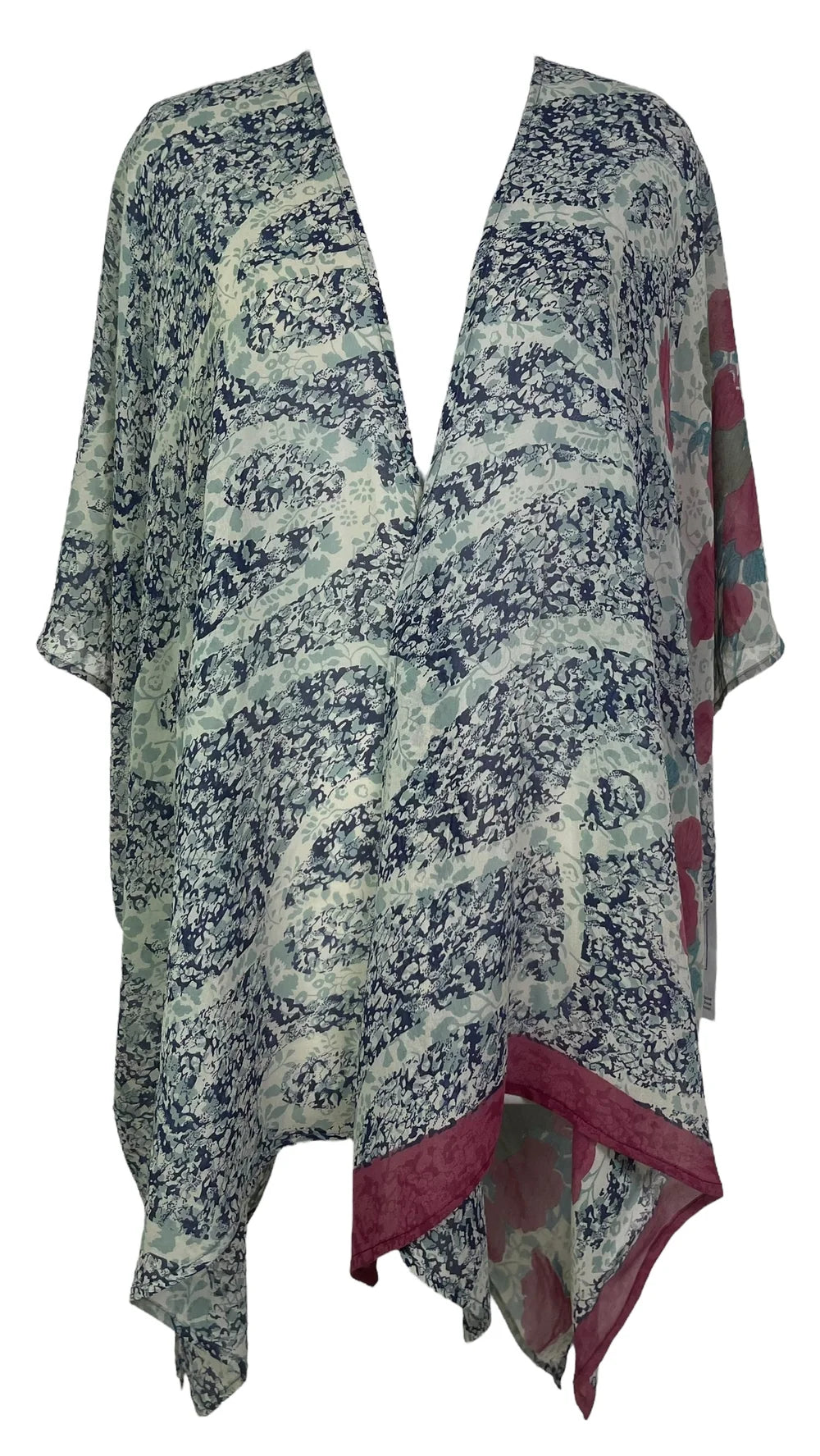 Blue China flowers silk cardigan