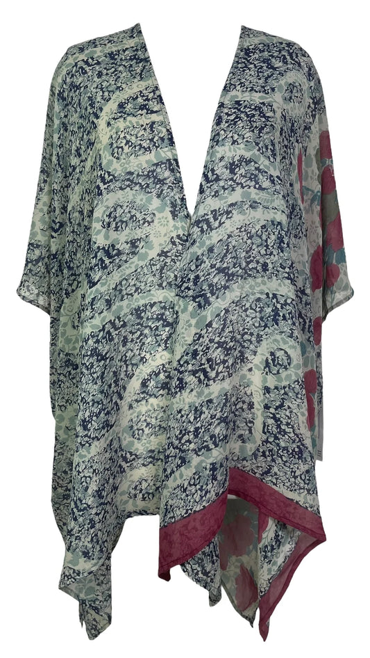 Blue China flowers silk cardigan