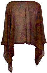 Load image into Gallery viewer, sariKNOTsari  PRG7196 Sheer Avatar Pure Silk Capelet Poncho
