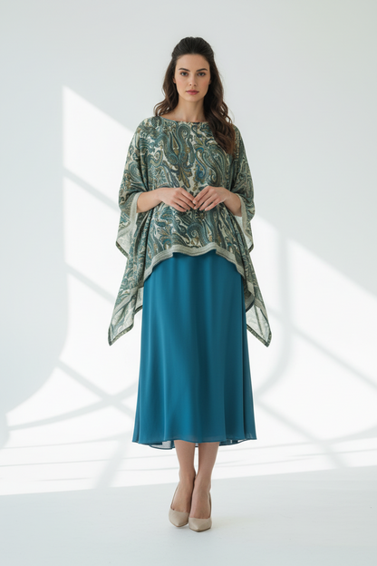Pure Silk Kimono-Sleeved Top