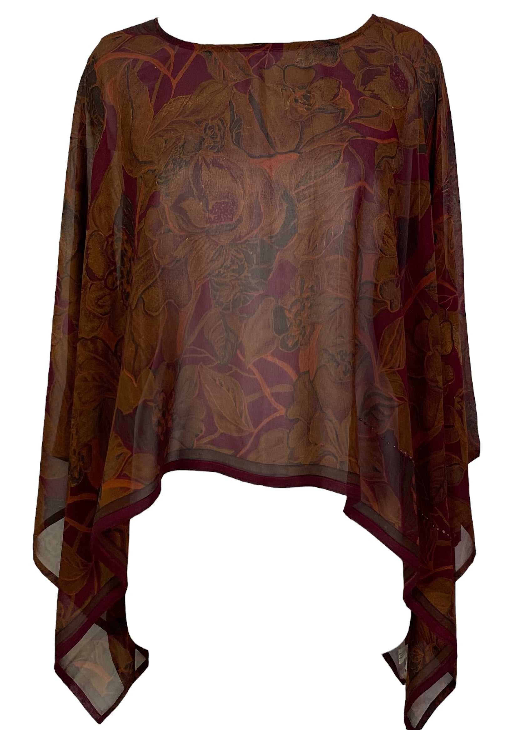 sariKNOTsari  PRG7196 Sheer Avatar Pure Silk Capelet Poncho