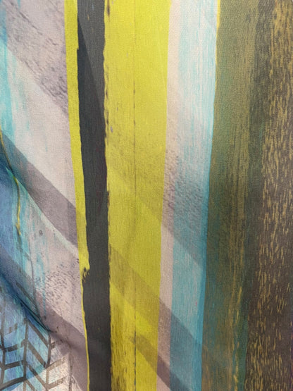 Paint stroke silk side slit top