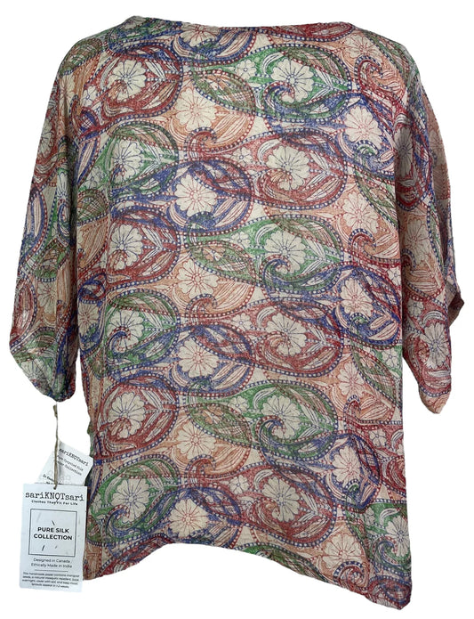 Spiral Graph Silk Side Slit Top