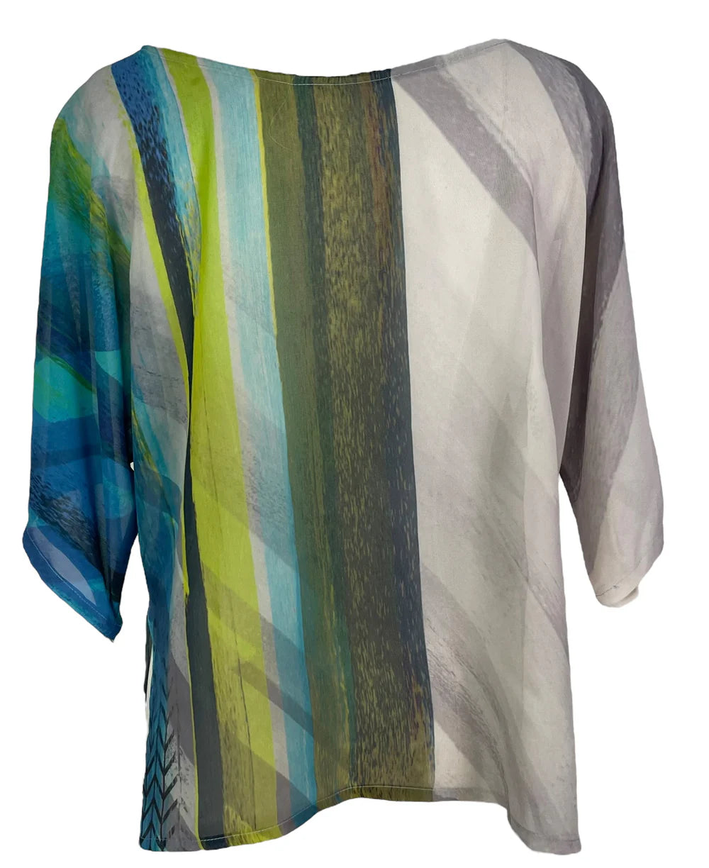 Paint stroke silk side slit top