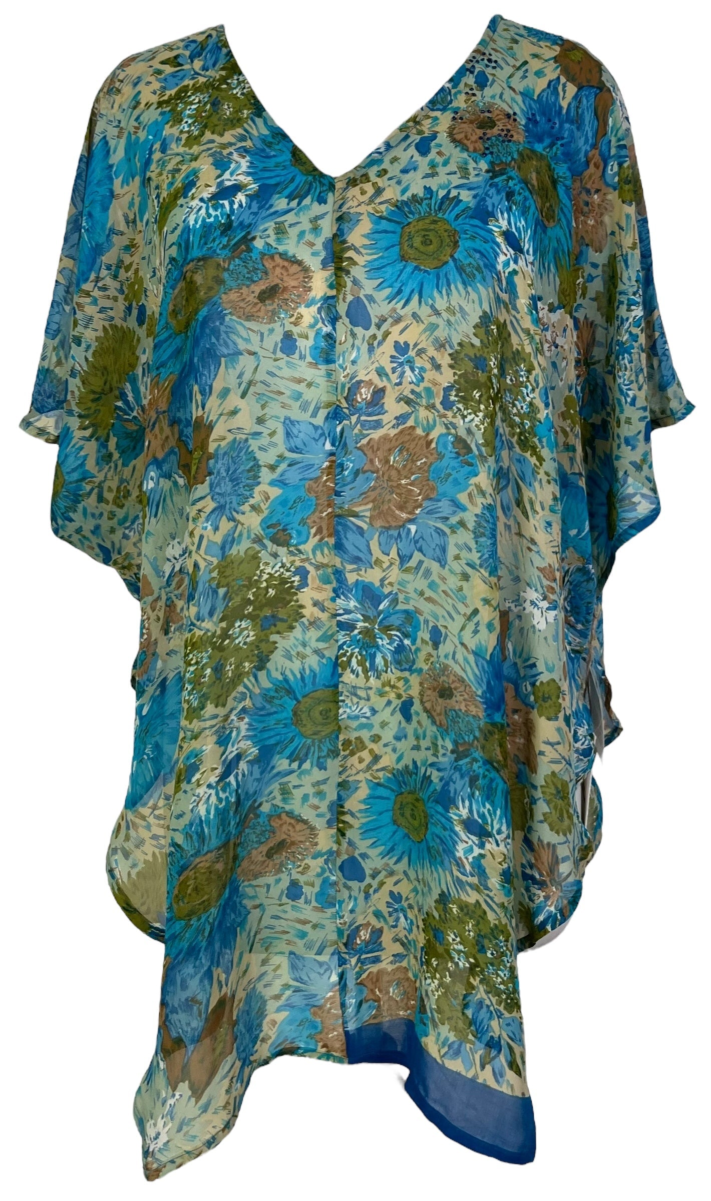 sariKNOTsari  PRG6844 Sheer Avatar Pure Silk Waterfall Top