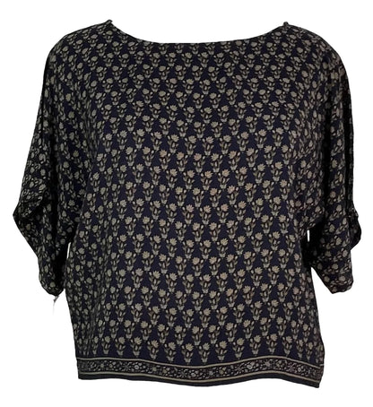 Small flower silk boxy top