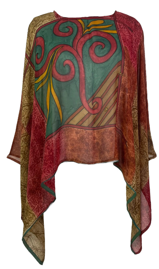 SWIRL SILK CAPELET PONCHO