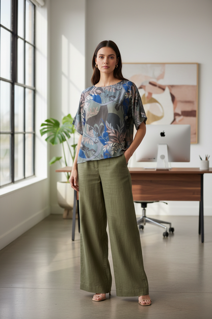 Fern silk boxy top