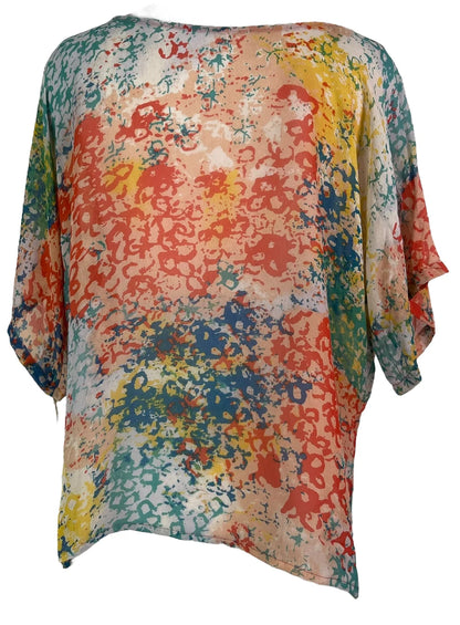 Colour pop abstract silk side slip top
