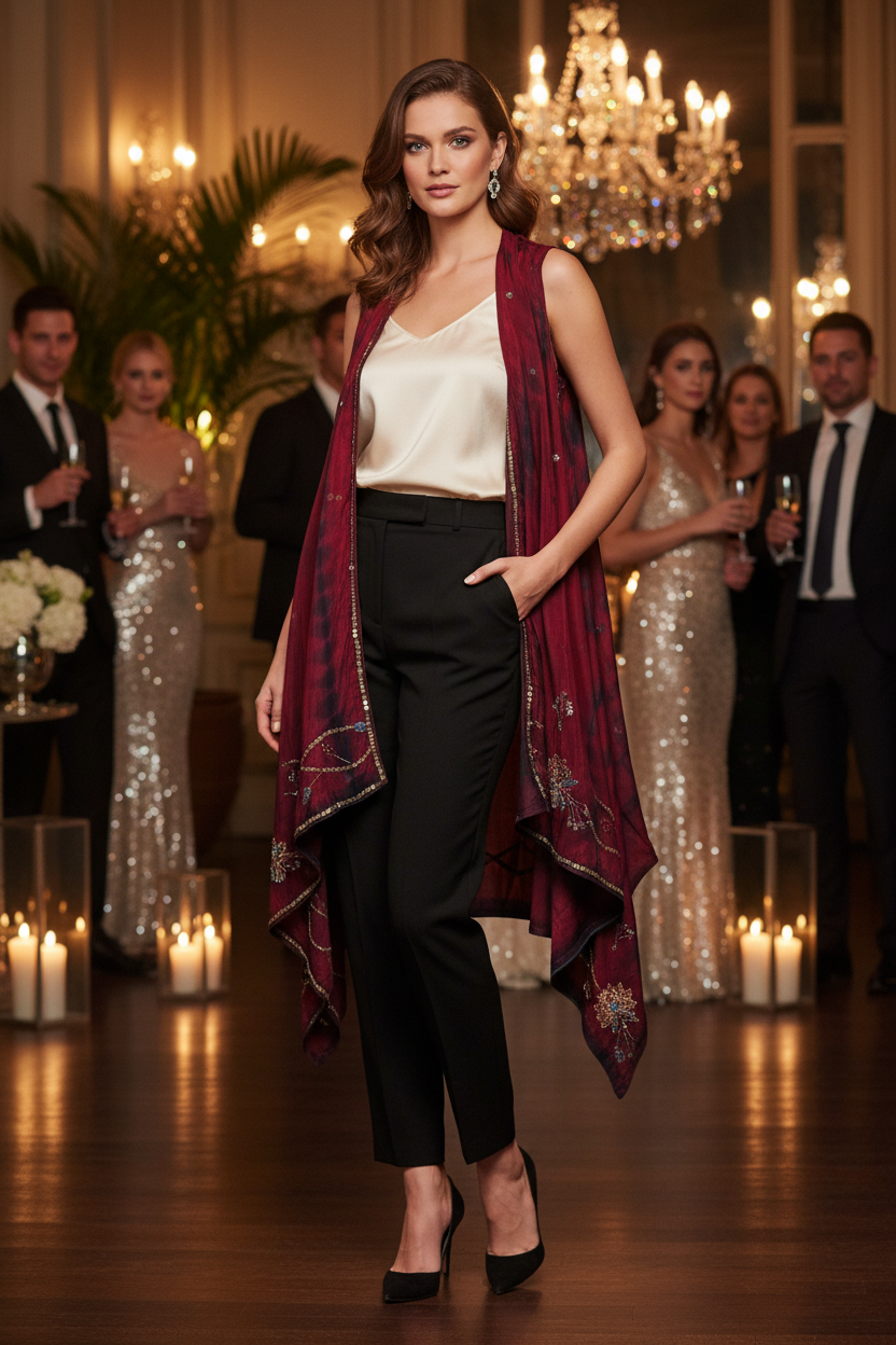 Embroidery silk versatile vest