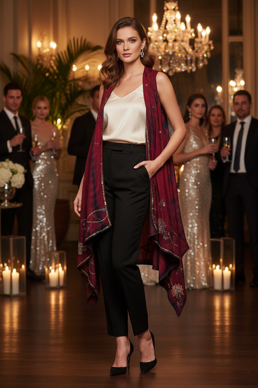 Embroidery silk versatile vest