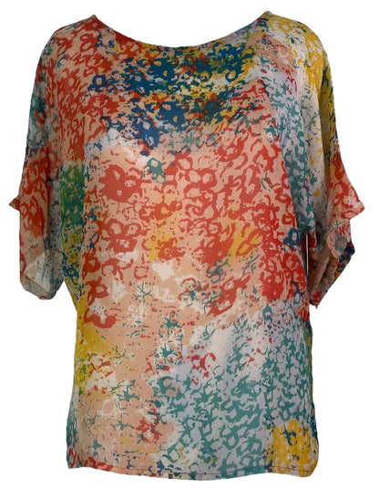 Colour pop abstract silk side slip top