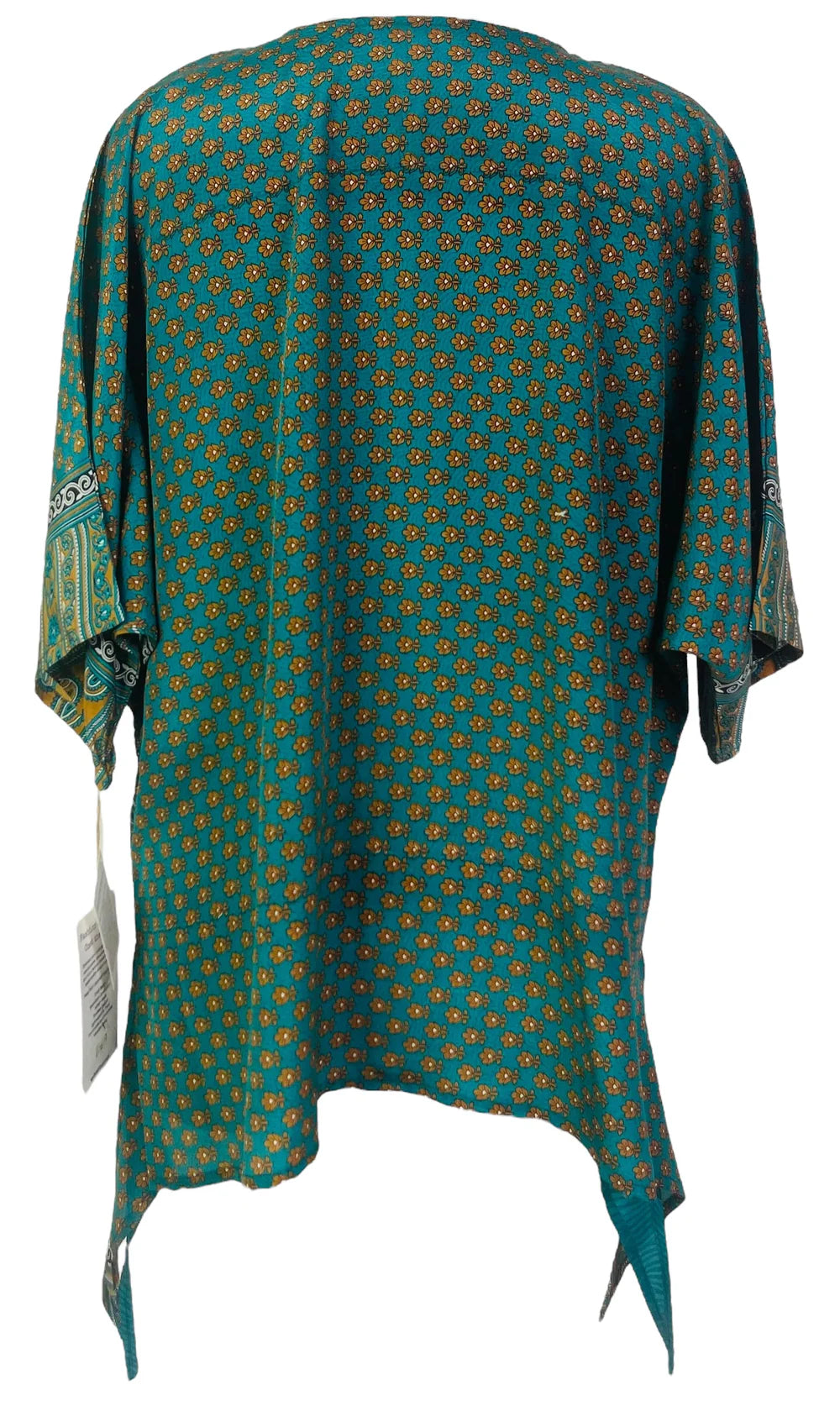 Figures teal and gold silk long tunic with side ties