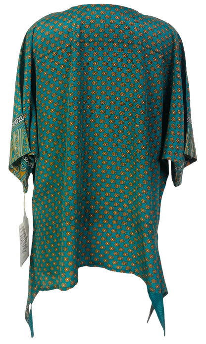 Figures teal and gold silk long tunic with side ties