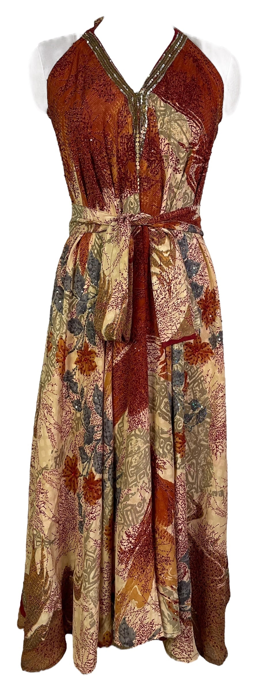 sariKNOTsari  PRC7248 Avatar Pure Silk Maxi Dress with Belt
