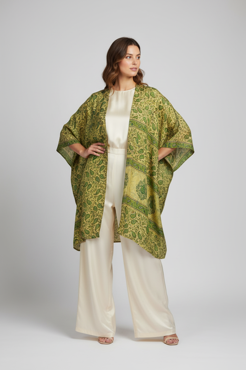 Green Ivy Pure Silk Cardigan