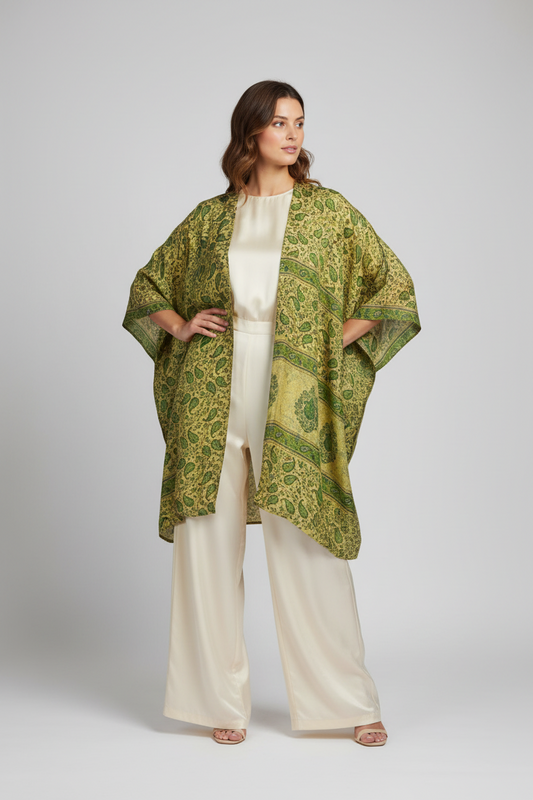 Green Ivy Pure Silk Cardigan