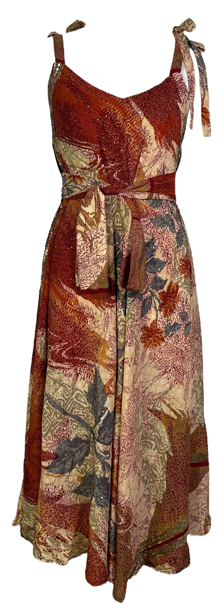 sariKNOTsari  PRC7248 Avatar Pure Silk Maxi Dress with Belt