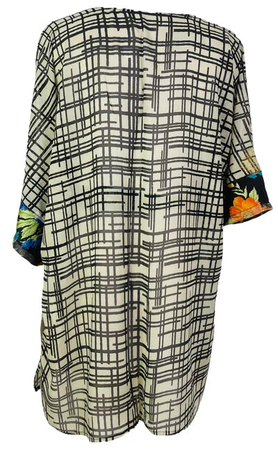 CROSSHATCH SILK KIMONO SLEEVE JACKET W BELT