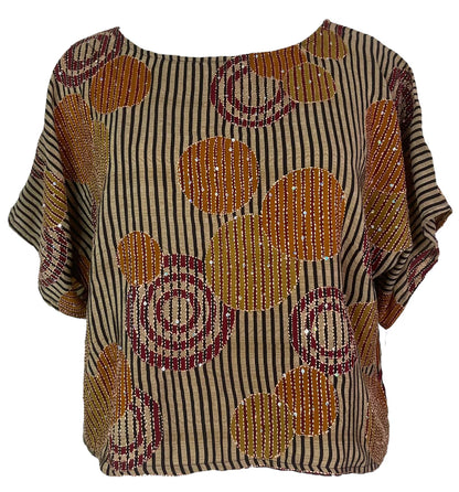 Dots and stripes silk boxy top