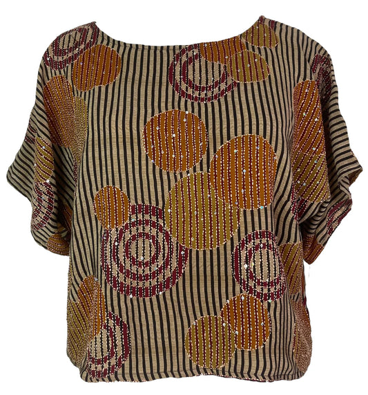 Dots and stripes silk boxy top