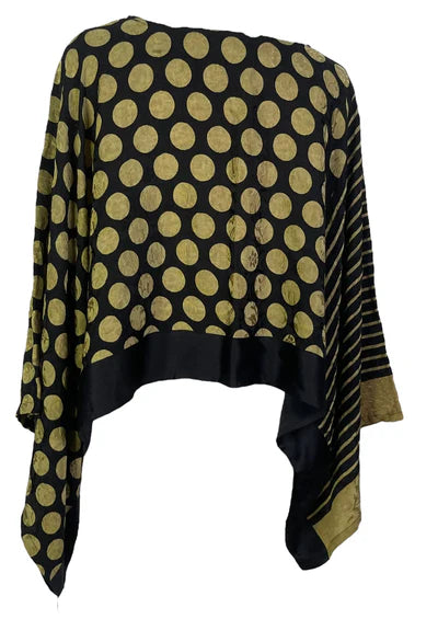 GOLD DOT SILK KIMONO SLEEVE TOP