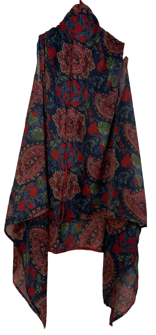 RED PAISLEY SILK VERSATILE VEST