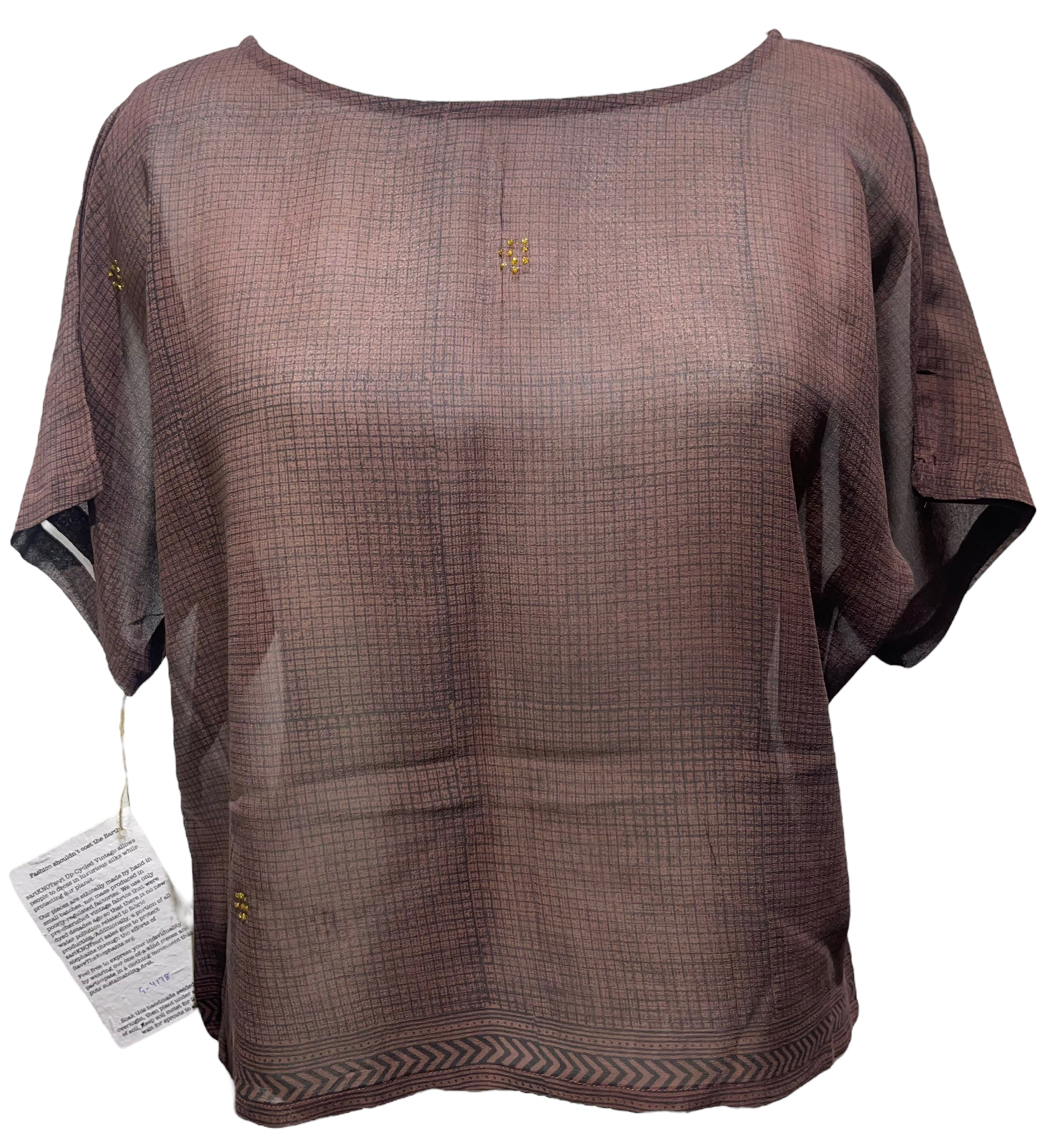 sariKNOTsari  PRG4178 Sheer Avatar Pure Silk Boxy Top