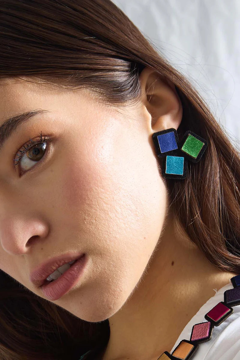 Rainbow 3square Earrings