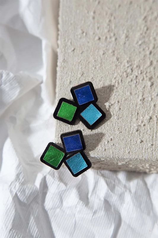 ISKIN SISTERS - RAINBOW 3SQUARE EARRINGS