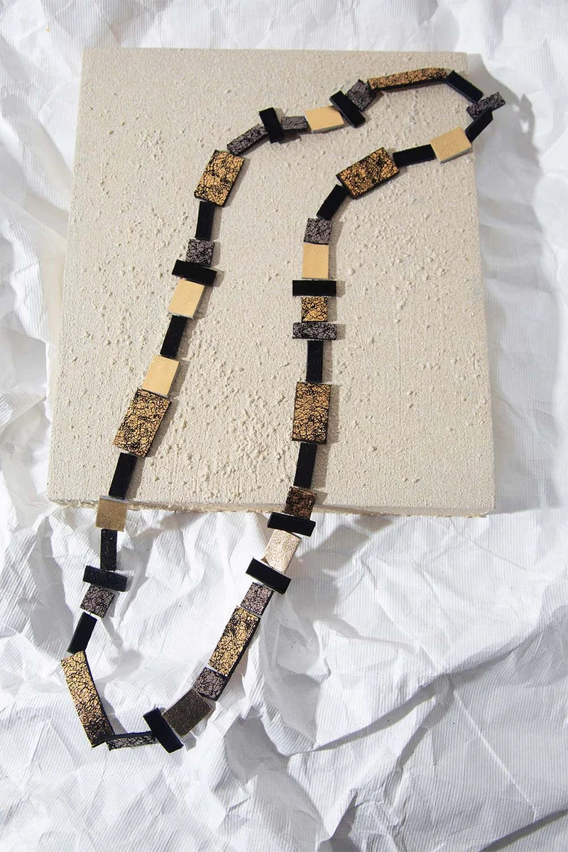 Black gold and Pewter Long Necklace