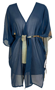 sariKNOTsari  PRG6930 Sheer Avatar Pure Silk Kimono-Sleeved Jacket with Belt