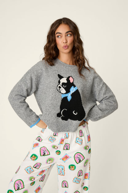 Flannels - French Bulldog Print Sweater